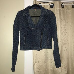 Free People Denim Motorcycle Jacket